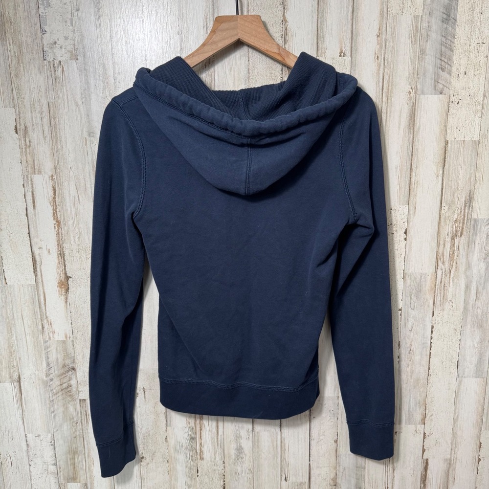 Vintage Y2K Hollister Navy Blue White Embroidered Hoodie Womens Medium - Picture 7 of 7